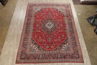 Traditional Floral Oriental Rug Wool Hand - Knotted RED Carpet 10 x 13 2