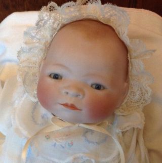 Vintage 14 " Bye Lo Baby With Blue Sleep Eyes And Stamped Body