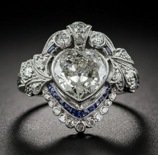 Vintage Antique Art Deco 3.  30ct Heart Diamond Engagement Ring Certified 14k Gold