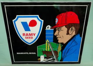 Vintage Ramy Seed Tin Sign Mankato Mn @1976 Nos 28” X 24” Graphics Farmer