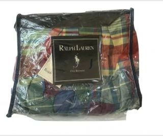 Nwt Vtg Ralph Lauren Spinnaker Madras Plaid King Bed Skirt Dust Ruffle