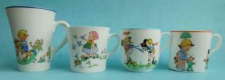 4x Vintage Shelley Fine China Mabel Lucie Attwell Childrens Mugs