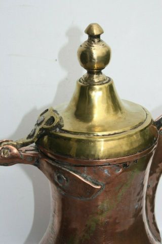 35 cm Antique Dallah islamic Coffee Pot copper brass RARE 9