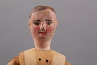 Antique Signed Carved & Painted Jointed Wooden Boy Girl Folk Art Artist Dolls 5