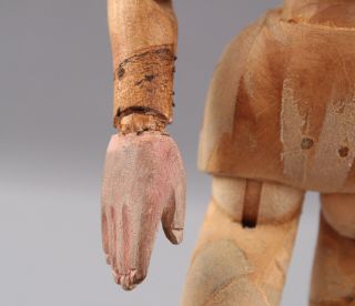 Antique Signed Carved & Painted Jointed Wooden Boy Girl Folk Art Artist Dolls 6