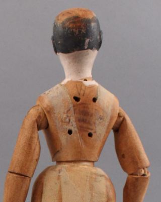 Antique Signed Carved & Painted Jointed Wooden Boy Girl Folk Art Artist Dolls 9