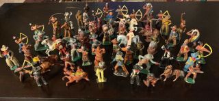 61 Vintage Barclay Manoil Type Lead Cowboy & Indian Figurines