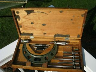 Vintage Mitutoyo 0 - 6 " - 7194995 Micrometer Set - Origional Box 167 - 144