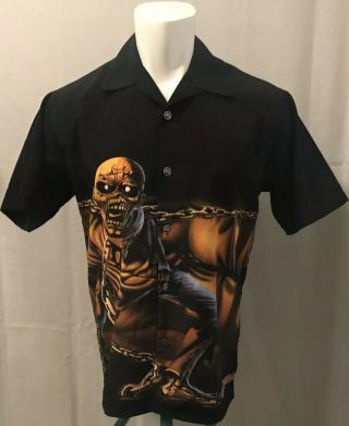 Iron Maiden Dragonfly Mens Medium Piece Of Mind Lp Art Shirt Black Rare Vintage