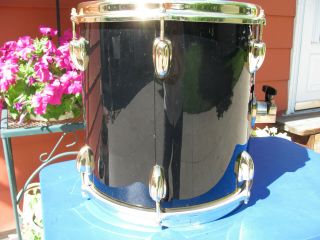 Vintage 1980 ' s Slingerland Rare Black Gold 4 Piece Drum Set 10