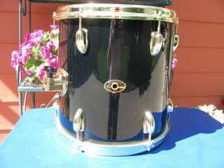 Vintage 1980 ' s Slingerland Rare Black Gold 4 Piece Drum Set 11