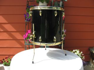 Vintage 1980 ' s Slingerland Rare Black Gold 4 Piece Drum Set 4