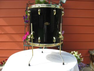 Vintage 1980 ' s Slingerland Rare Black Gold 4 Piece Drum Set 5