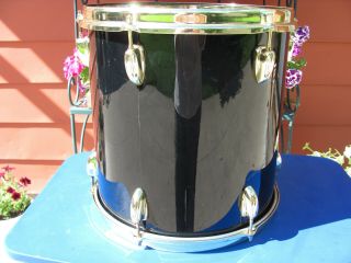 Vintage 1980 ' s Slingerland Rare Black Gold 4 Piece Drum Set 7