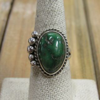 Vintage Sterling Silver Green Turquoise Ring Size 8.  5
