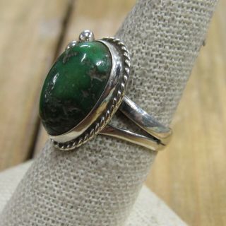 Vintage Sterling Silver Green Turquoise Ring Size 8.  5 2