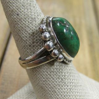 Vintage Sterling Silver Green Turquoise Ring Size 8.  5 3