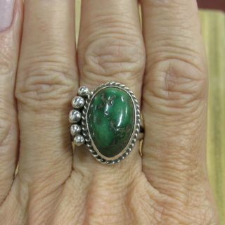 Vintage Sterling Silver Green Turquoise Ring Size 8.  5 5