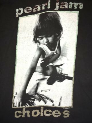 Vintage Pearl Jam Choices 1992 9 Out Of 10 Kids Band T - Shirt Size L Black Guns