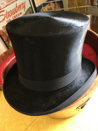 Top Hat Of Captain William J Boyd With Leather Case Vintage 1903 Sea Captain