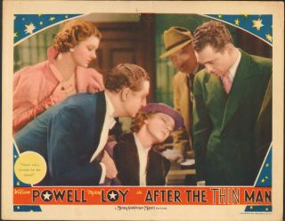 After The Thin Man 1936 Lobby Card Powell,  Loy,  Stewart 11x14 Vintage