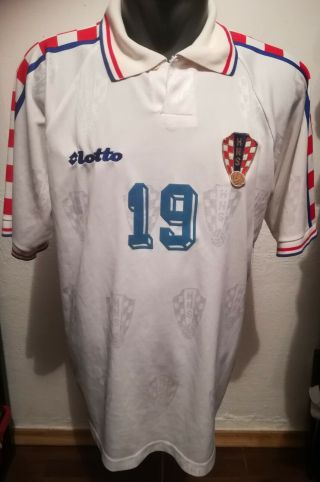 Vintage Croatia 1996 National Soccer Match Worn Jersey Lotto Authentic Xxl 19
