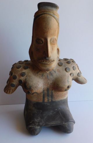 Vintage Aztec Tribal Fertility God Goddess Clay Sculpture Figurine Large 14 "