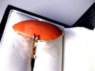 VINTAGE 18K YELLOW GOLD RING with FINE NATURAL CORAL 2