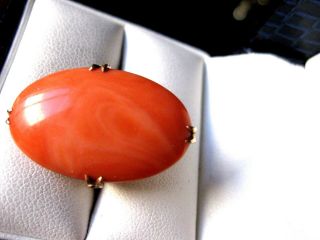 VINTAGE 18K YELLOW GOLD RING with FINE NATURAL CORAL 3
