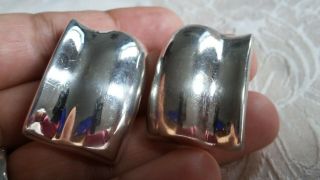 Vintage Antique Tiffany & Co.  Large 925 Sterling Silver Chunky Clip - On Earrings