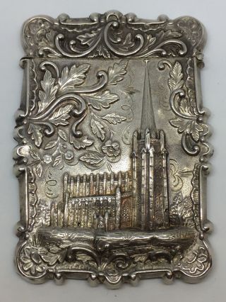 Antique Leonard & Wilson Solid Silver Castle Top Card Case C.  1840 - 50