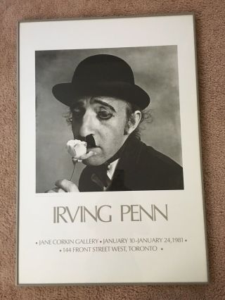 Rare - Irving Penn - Woody Allen Charlie Chaplin Vintage Exhibit Poster - Framed 1972