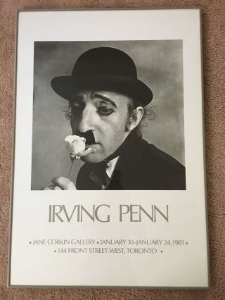 RARE - IRVING PENN - Woody Allen Charlie Chaplin Vintage Exhibit Poster - Framed 1972 2