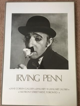 RARE - IRVING PENN - Woody Allen Charlie Chaplin Vintage Exhibit Poster - Framed 1972 3