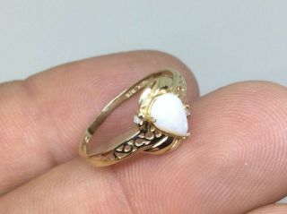 Vintage 9kt/375/9ct Solid Gold Opal & Diamonds Ring Size N Hallmarked