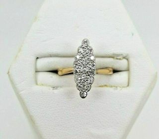 Vintage Navette Cluster Diamond Ring - Yellow Gold 9k (12630l)