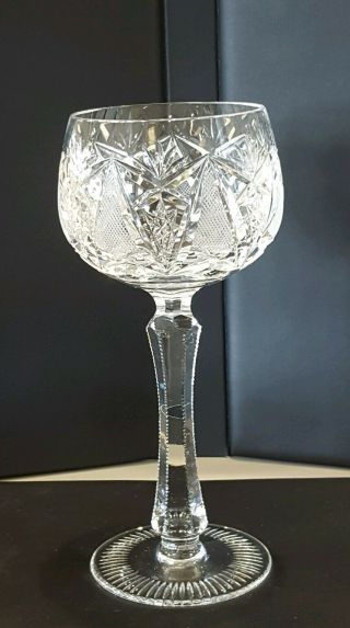Vintage American Brilliant Cut Crystal Wine Goblet Set Of 8
