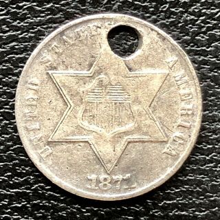 1871 Three Cent Piece Silver Trime 3c Xf Det.  Very Rare 18454