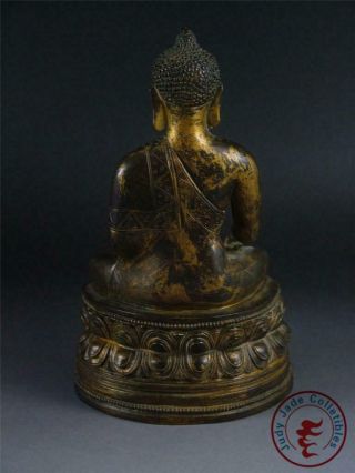 Fine Large Old Chinese Tibet Gilt Bronze Tibetan Buddha Sakyamuni Statue 3