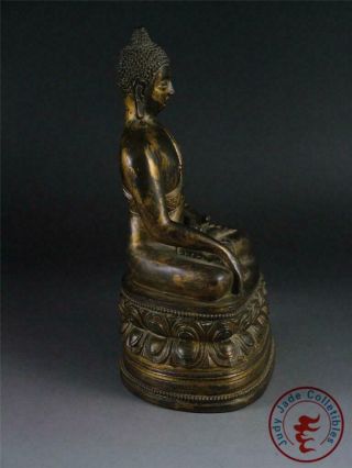 Fine Large Old Chinese Tibet Gilt Bronze Tibetan Buddha Sakyamuni Statue 4