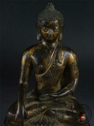 Fine Large Old Chinese Tibet Gilt Bronze Tibetan Buddha Sakyamuni Statue 5