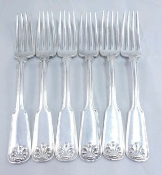 Tiffany & Co.  Shell & Thread Sterling Silverware Dinner Fork 7 1/2 " Set Of 6