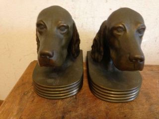 Vintage Jennings Brothers Bronze Bookends Hunting Dogs J B 856 Marked