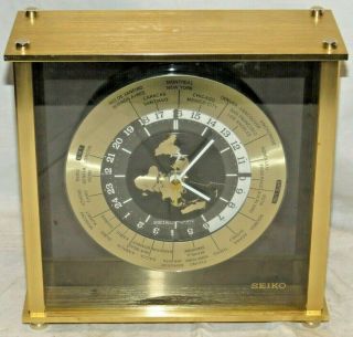 Vintage Seiko Gmt World Time Mantel Clock 25 Time Zones Airplane 20005g