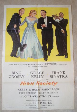 Frank Sinatra Grace Kelly Bing Crosby Vintage High Society Mgm Poster