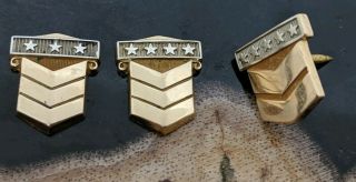 Set Of 3 Vintage 14k Gold Service Award Pins - Possibly Chevron,  No Stones 5.  3g