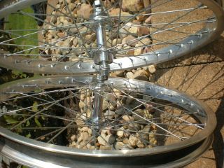 Old School Vintage BMX Araya 7X wheels suzue hubs and smoke black nipples 20x175 2