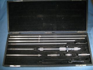 Vintage Starrett 8 " To 32 " 124 - C Inside Tubular Micrometer Set In Leather Box