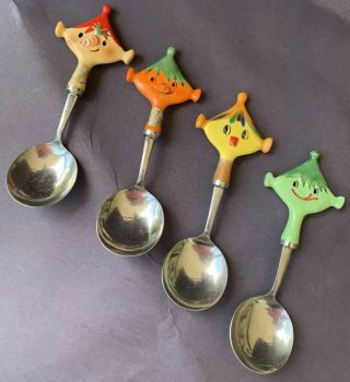 “new” Rare Holt Howard Set 4 Pixie Soup Spoons MCM 1950’s Pixieware 3