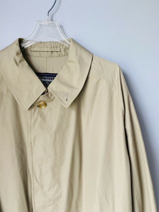 Burberry Vintage Trench Coat Men ' s Tan Classic Rain Jacket L/XL Made In England 2